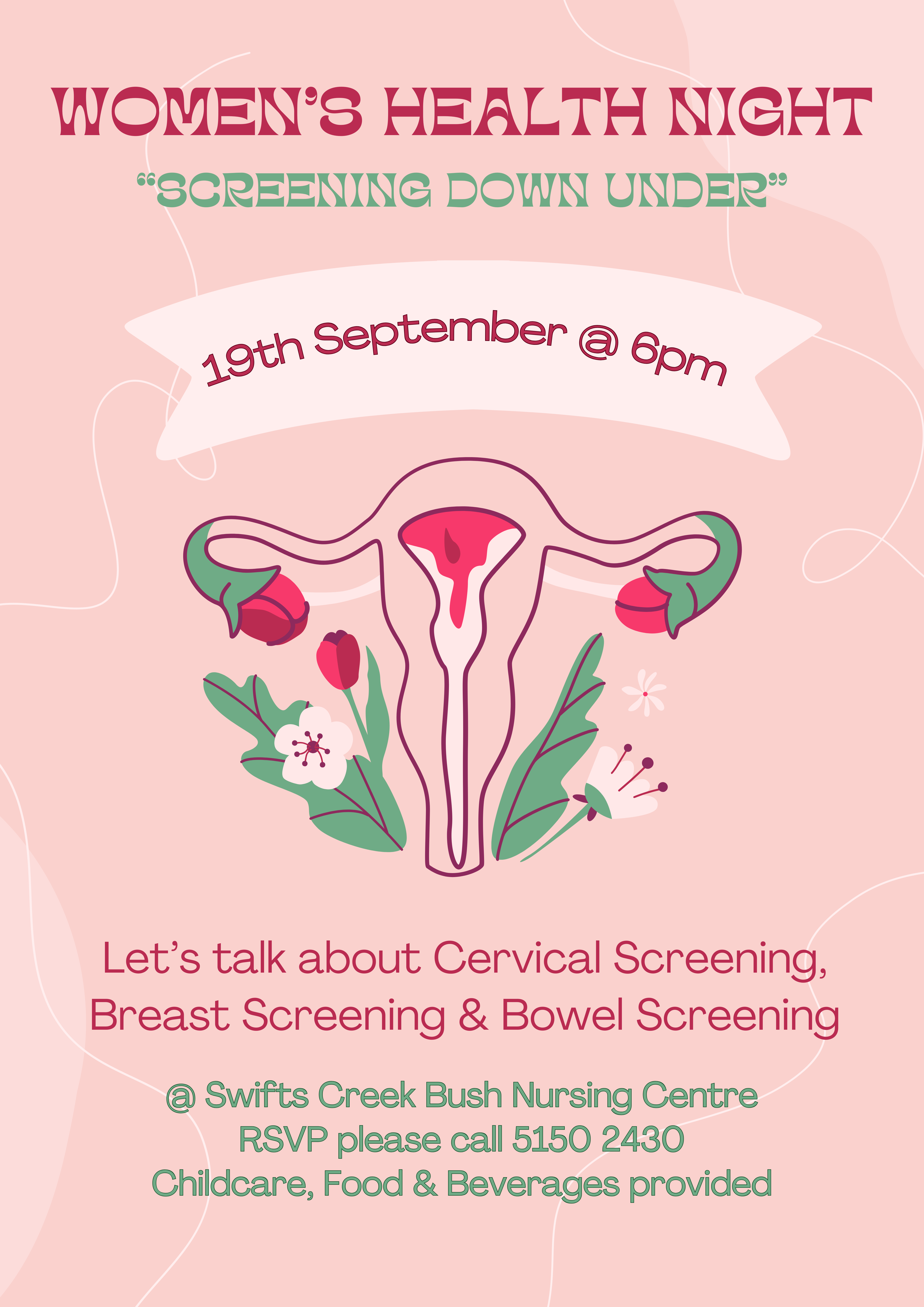 Women’s Health Night “Screening Down Under” on 19th September, 6pm