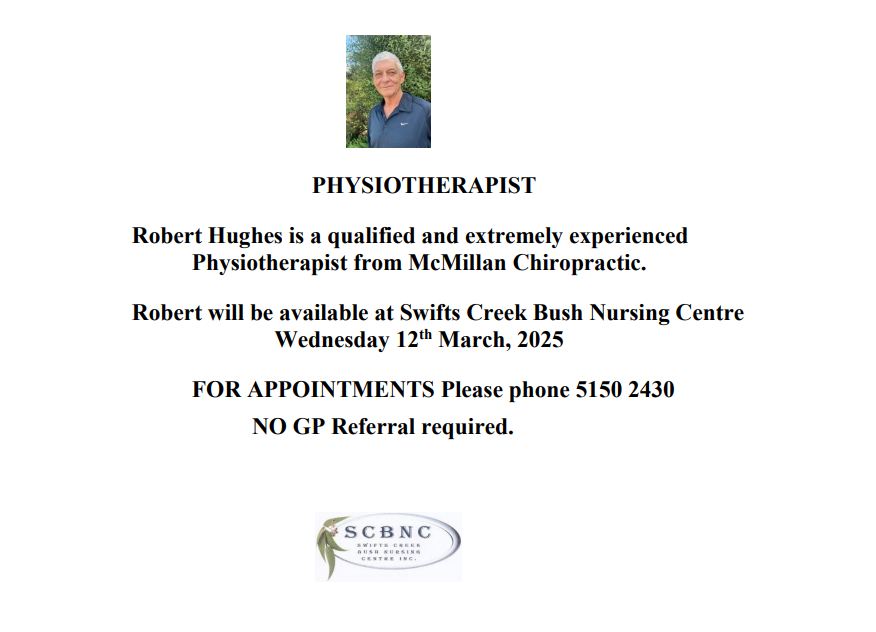 Physio in Swifts Creek – 12th March 2025